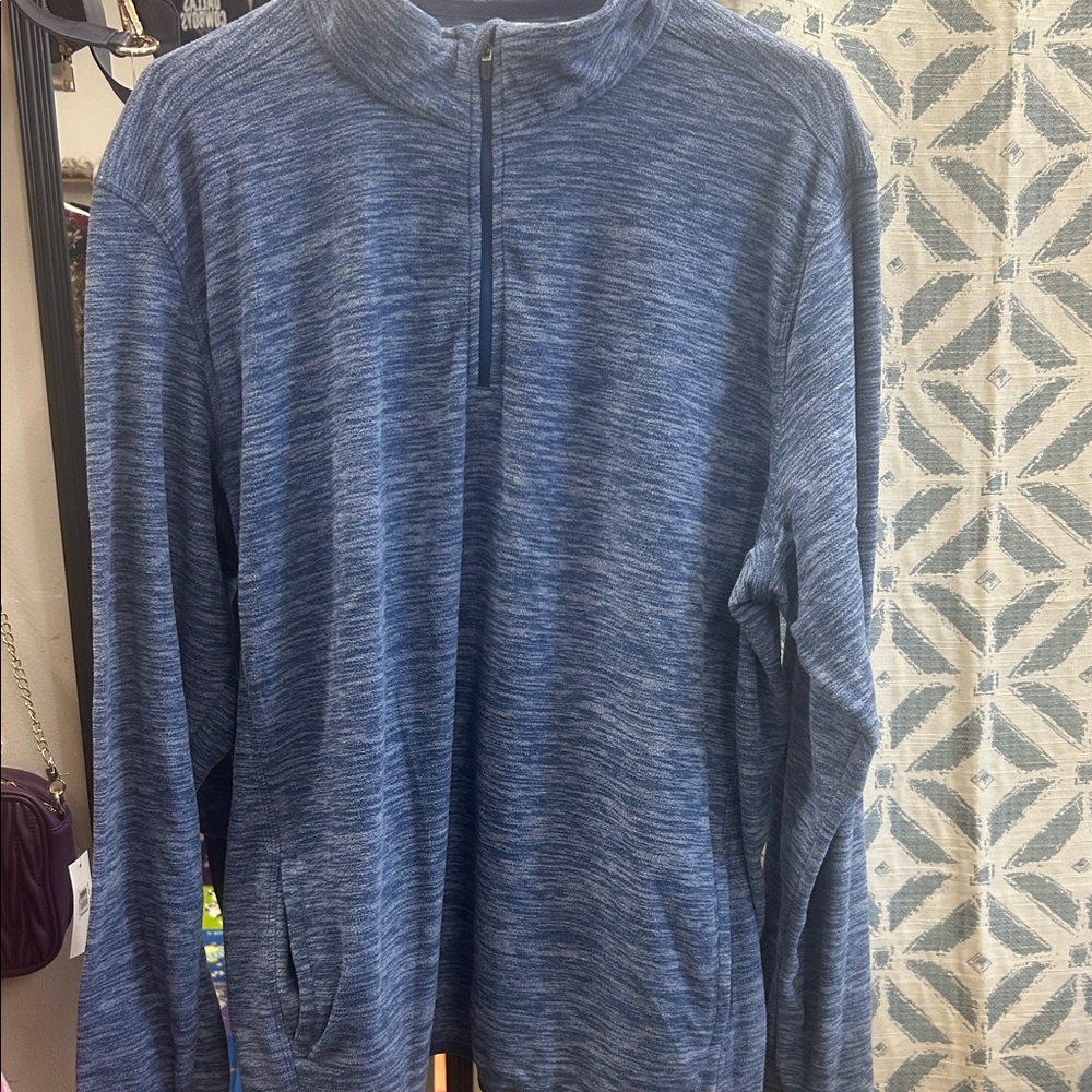 BCG Men's Heathered Blue Zip-Up Sweater